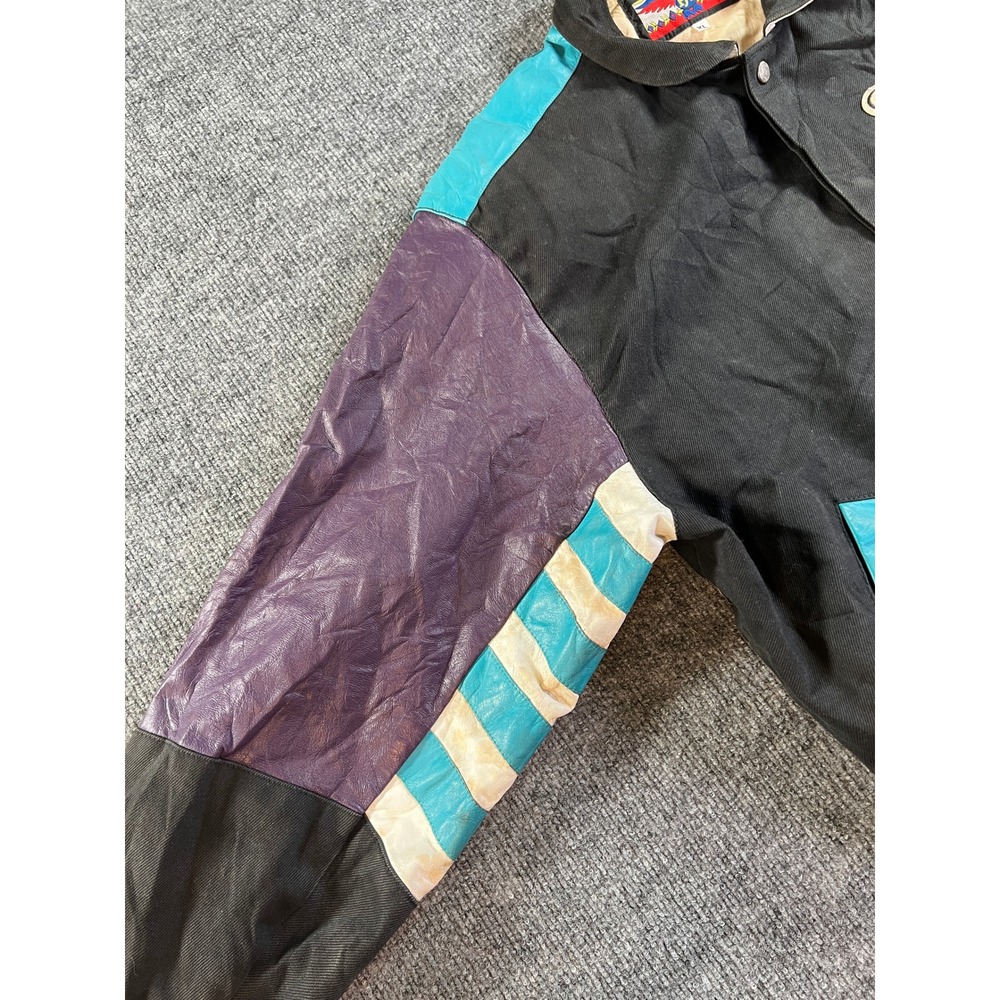Vintage Jeff Hamilton Charlotte Hornets Leather 90s Varsity Jacket Mens XL Black - Picture 6 of 16